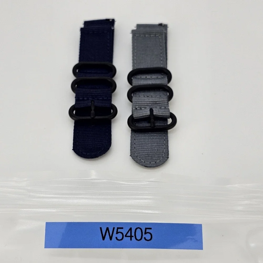 2X Men's 22MM Navy Blue Gray Nylon Canvas Watch Band Strap‎ Quick Release Dark